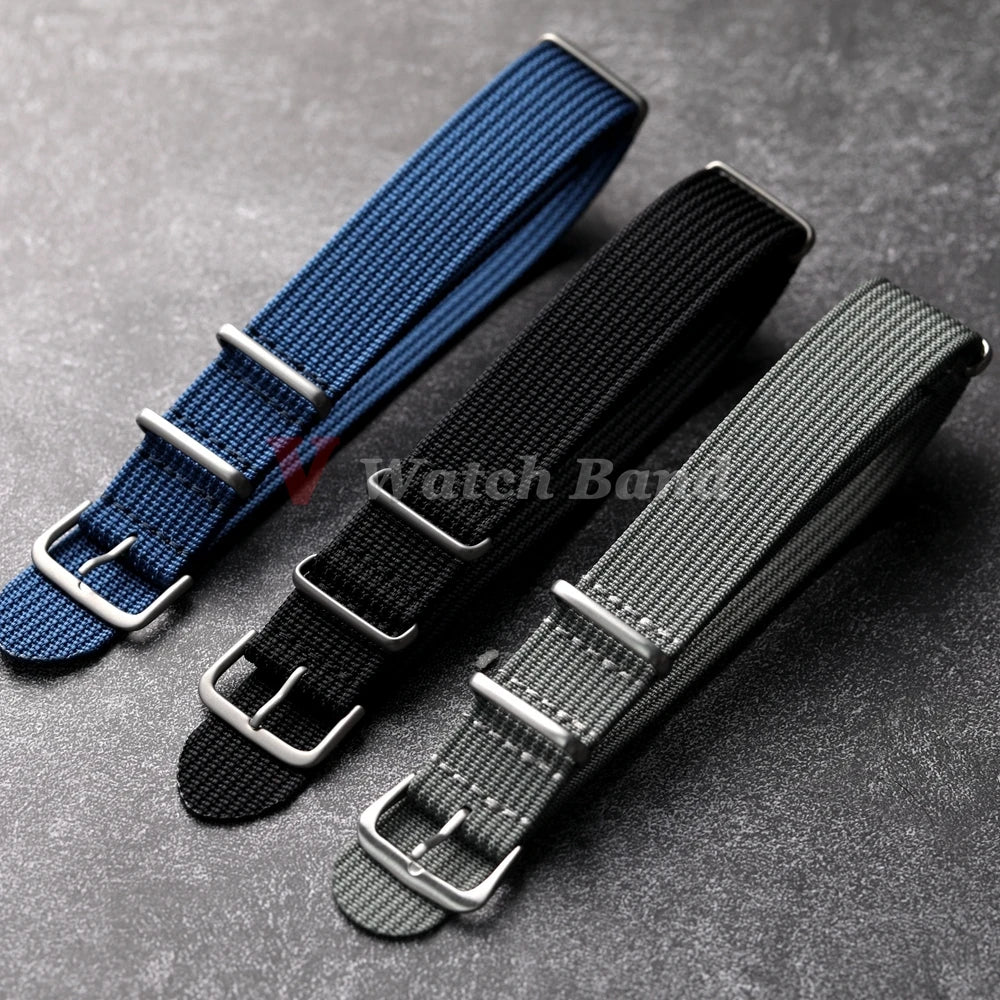 Ribbed Nylon Military Watchband — 18mm 20mm 22mm Breathable Sport Watch Strap — view 3 of watch straps