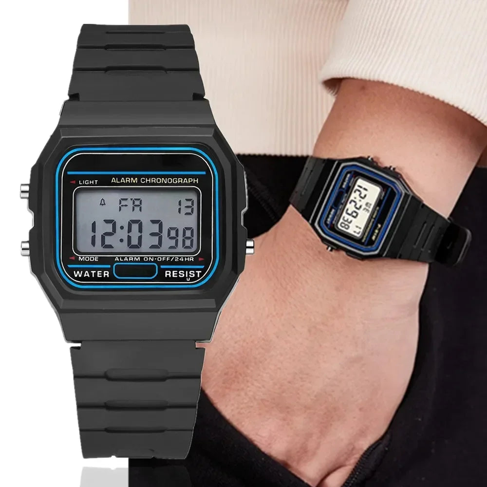 Men's Square LED Digital Sport Watch — Minimalist Silicone Strap Electronic Wristwatch — view 2 of watches