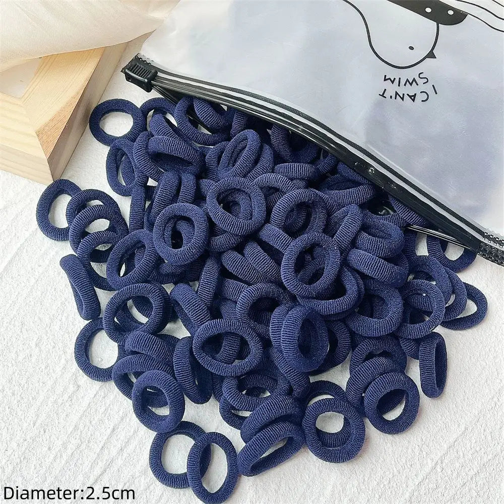 Black Elastic Hair Tie Set - 50pc No-Damage Hair Bands for Women