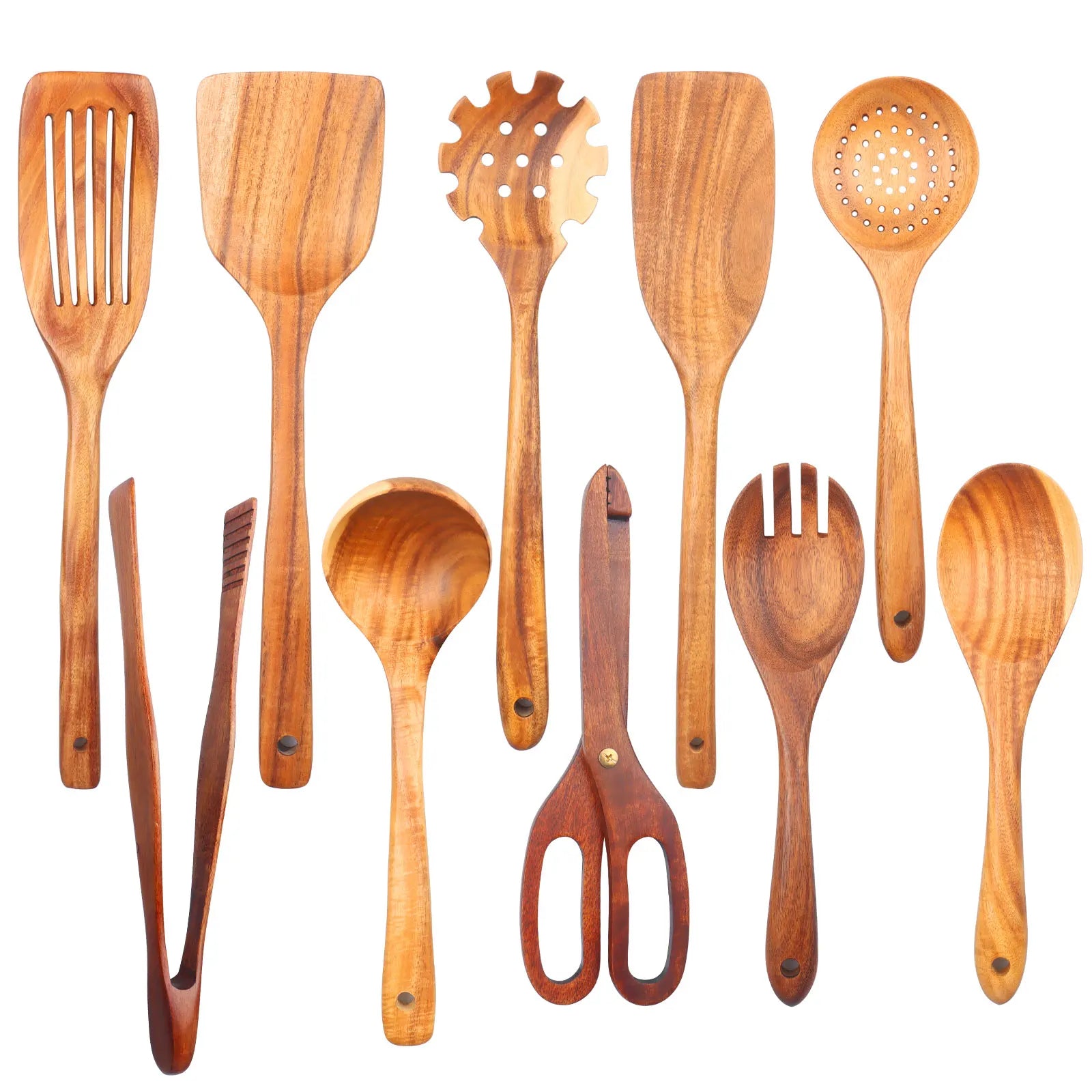 Teak Wooden Cooking Spoons Set — Smooth Non-Stick Kitchen Utensils (1-10 Pcs) — view 11 of dining & tableware