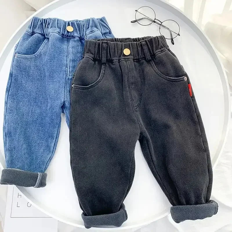 1-7 Yrs Boys Unisex Plus Fleece Winter Pants for Kids Baby Thickening Warm Soft for Girl Children Stretch