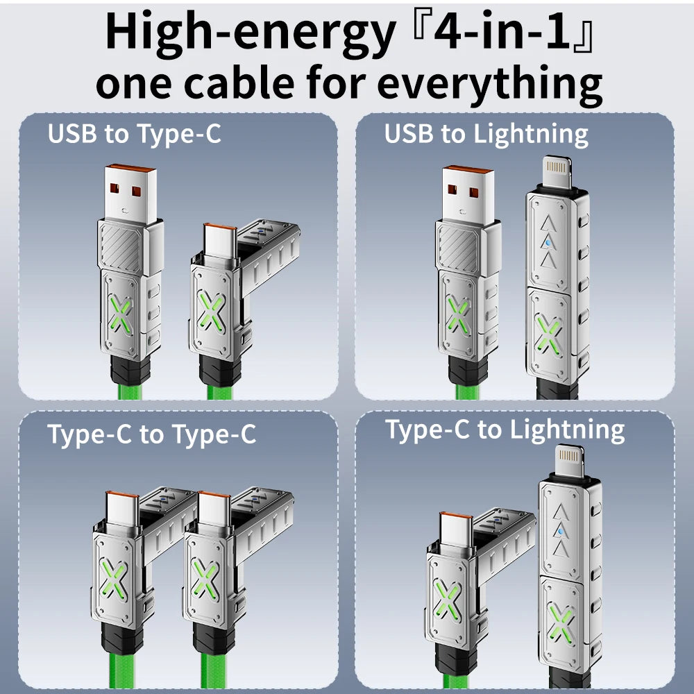240W 4-in-1 Zinc Alloy Multi-Port Charging Cable — USB-C, Lightning, Micro USB — view 3 of chargers & cables