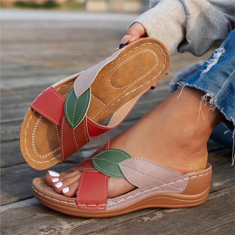 Sandals & Slides — Retro Wedge Slide Sandals, Outdoor Summer Slip-On Wedges — view 7 of sandals & slides