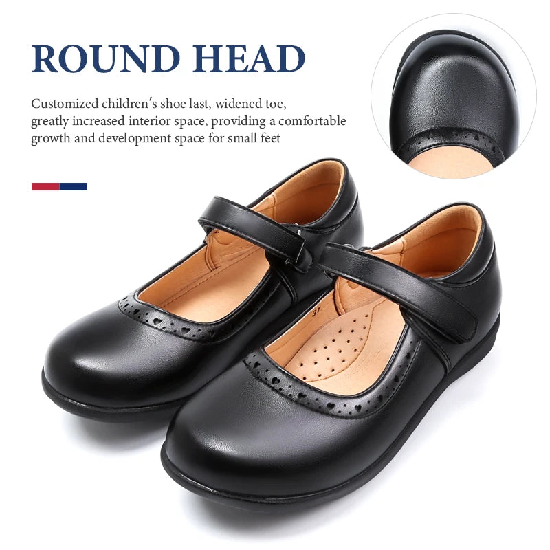 Girls’ Black Flat Mary Jane School Shoes – Comfortable Soft-Bottom Princess Shoes for Daily Wear