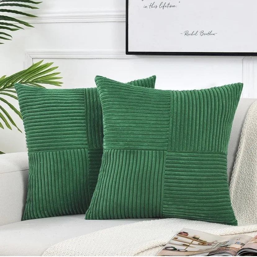 Rust Boho Corduroy Throw Pillow Cover &mdash; 18&times;18 in Terracotta Patchwork Accent Cushion — view 16 of cushion covers & pillow cases