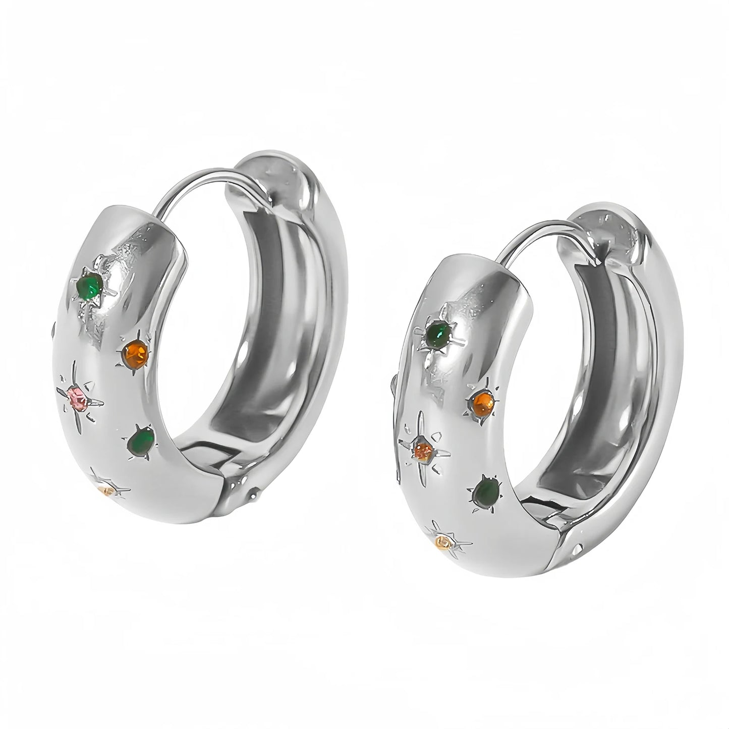 UHBINYCA Women's Zircon Hoop Earrings — 18K Gold Plated Stainless Steel Jewelry — view 7 of jewelry