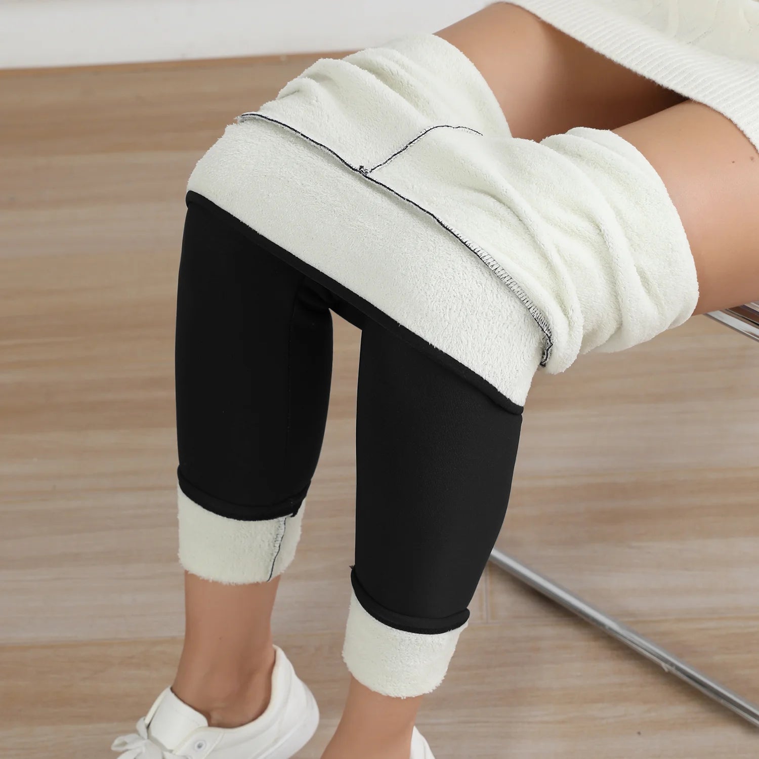 Fleece-Lined Winter Leggings &mdash; Velvet Thicken High-Waist Thermal Yoga Tights — view 8 of sports & fitness