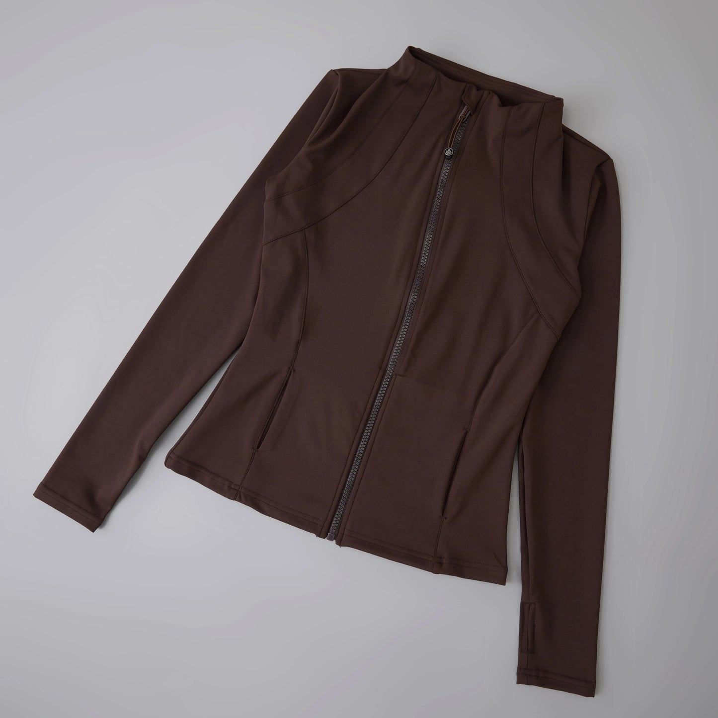 Women’s Full-Zip Yoga Jacket — Spandex Long-Sleeve Top with Thumb Holes