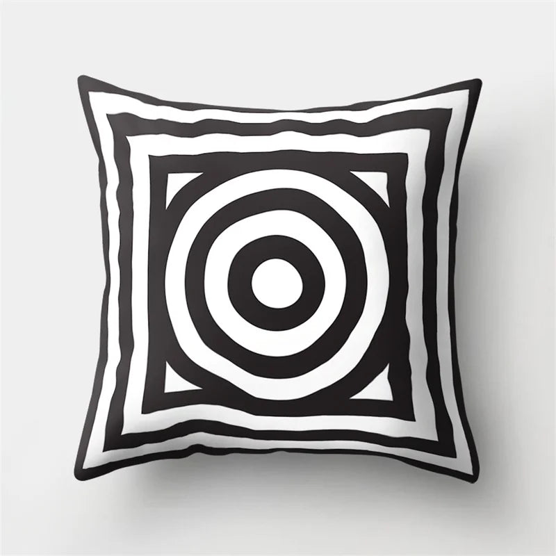 Black &amp; White Geometric Pillowcase &mdash; 45&times;45 cm Modern Sofa &amp; Office Cushion Cover — view 9 of cushion covers & pillow cases