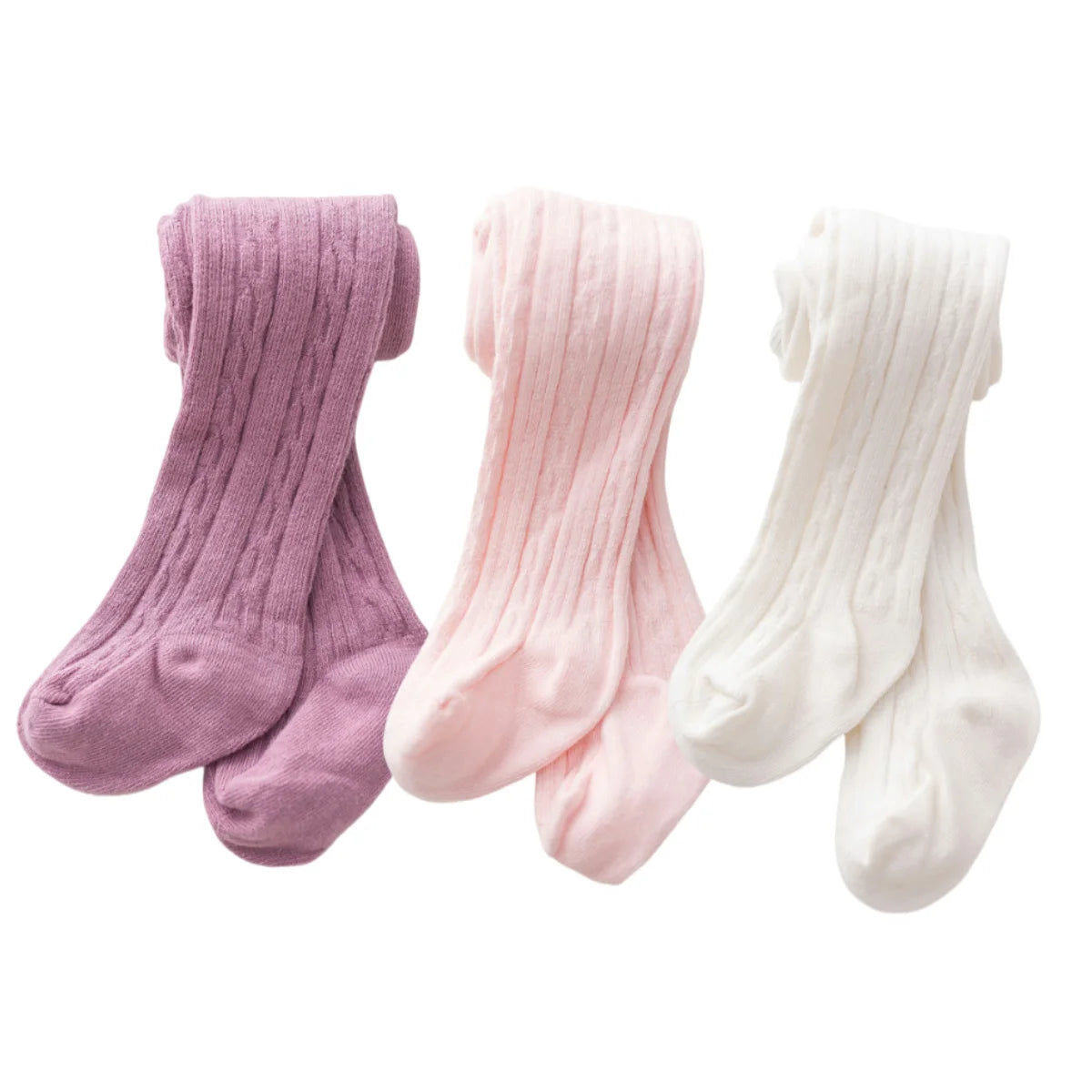 Baby Cable-Knit Tights 3-Piece Set - Toddler Patterned Footed Pantyhose — view 7 of baby bottoms