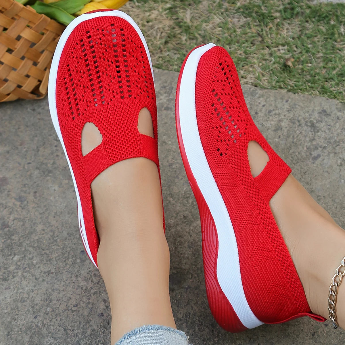 All-Season Women's Casual Sneakers — Lightweight Four-Season Slip-On Flats — view 2 of sneakers