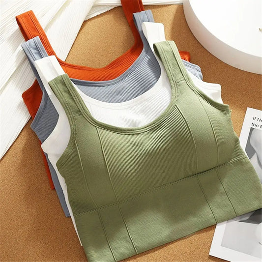 Breathable Seamless Sports Bra — Anti-Sweat Shockproof Yoga Workout Crop Top — view 1 of sports bras