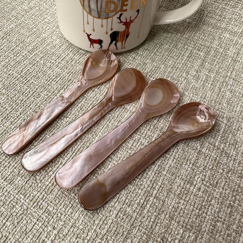 Natural Mother-of-Pearl Shell Spoons &mdash; 9-13cm Caviar, Coffee &amp; Dessert Seashell Teaspoons — view 3 of dining & tableware
