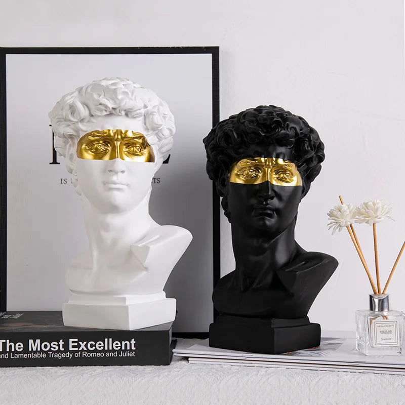Home Decor David Head Resin Bust Statue — Modern Abstract Art Sculpture for Shelves & Mantels — view 2 of home decor