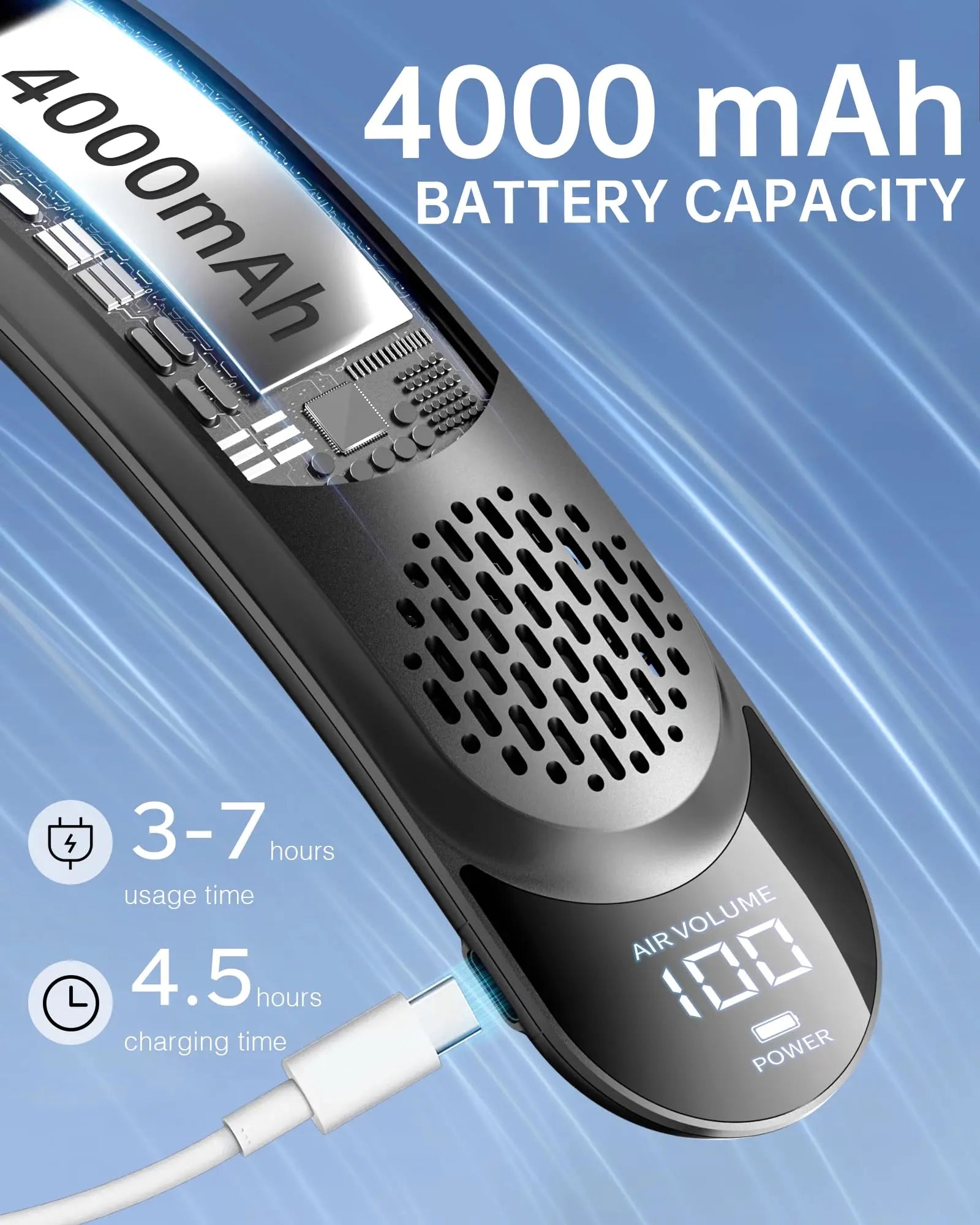 Portable Bladeless Neck Fan, 4000mAh, 3 Speeds, 360 Cooling — view 4 of personal fans