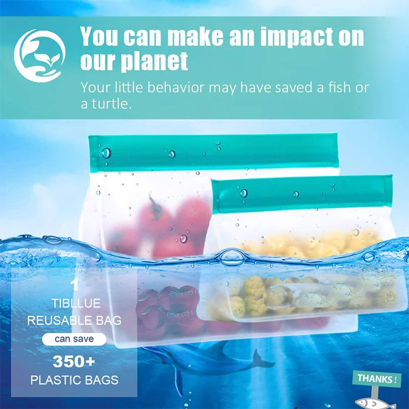 Storage Organizer Silicone Food Bag Set — Reusable Stand-Up Freezer Bags BPA-Free Leakproof — view 3 of storage & organisation