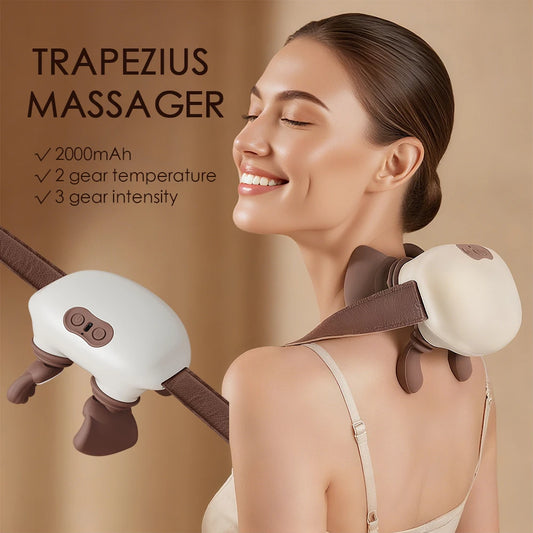 Trapezius Hand-Shape Shiatsu Shawl Massager — Neck, Shoulder & Back Kneading — view 1 of recovery & massage