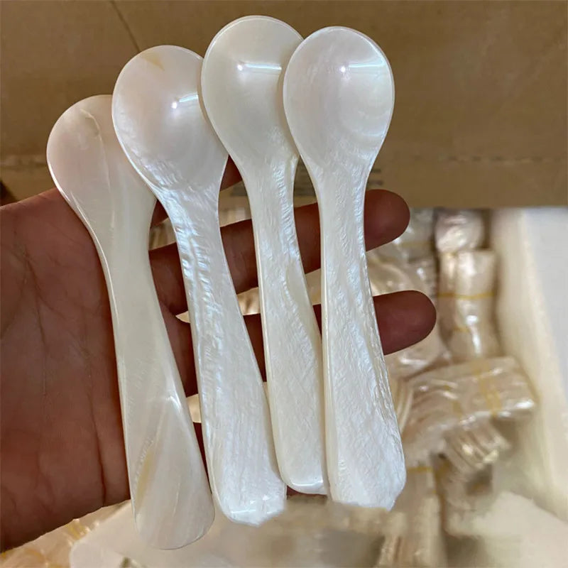 Natural Mother-of-Pearl Shell Spoons &mdash; 9-13cm Caviar, Coffee &amp; Dessert Seashell Teaspoons — view 7 of dining & tableware