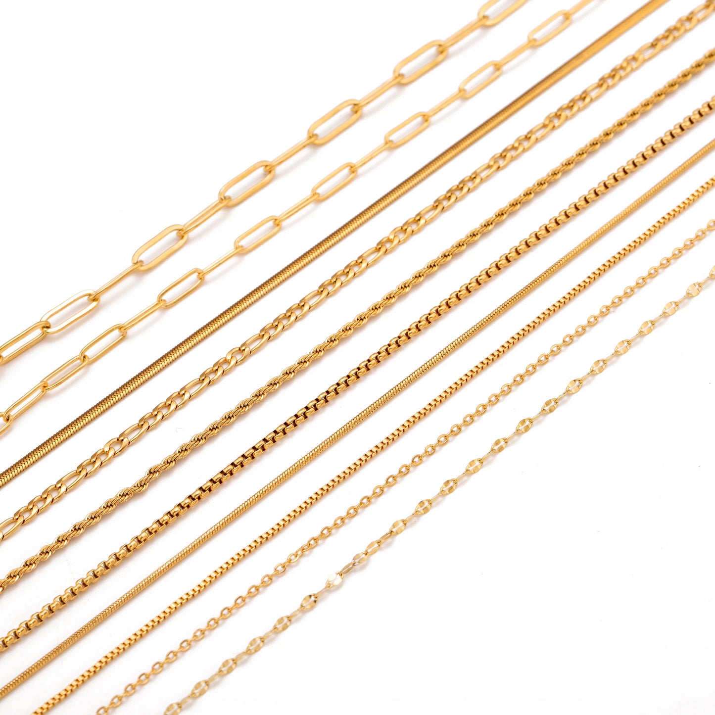 Unisex 5pc 18K Gold Cuba Cross Chain Necklace Set — PVD Plated Steel Jewelry — view 6 of jewelry