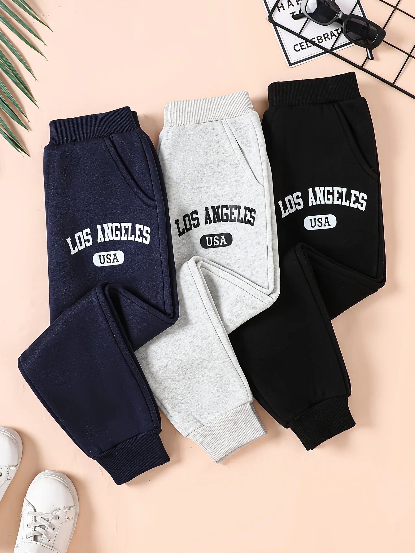 Boys Jogger Pants 3-Pack - Letter-Print Streetwear Casual Bottoms — view 1 of boys bottoms