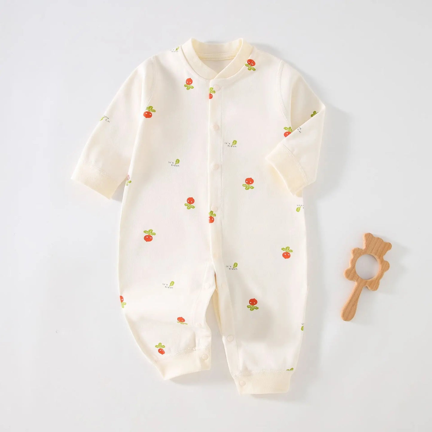 Newborn Cotton Onesie Romper - Cartoon Bear & Star Print for Spring/Autumn — view 5 of baby rompers