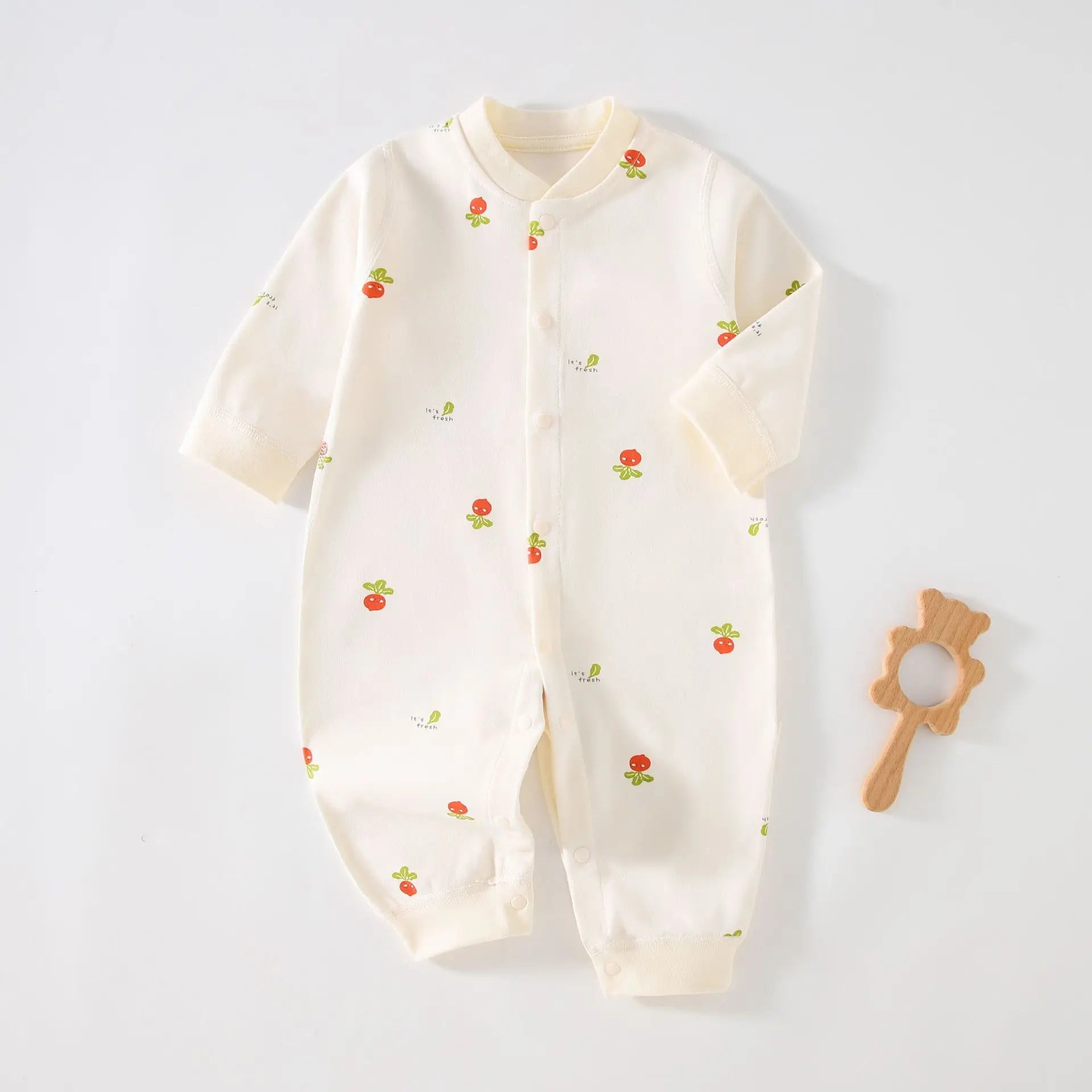 Newborn Cotton Onesie Romper - Cartoon Bear & Star Print for Spring/Autumn — view 5 of baby rompers