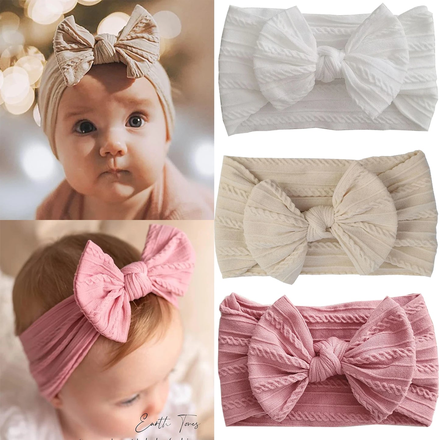 1/3Pcs Solid Color Baby Headband Bow Children Hair Band Elastic Nylon Newborn Soft Turban Headwrap Kid Hair Accessories — view 1 of product