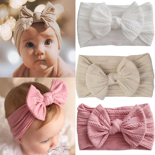 1/3Pcs Solid Color Baby Headband Bow Children Hair Band Elastic Nylon Newborn Soft Turban Headwrap Kid Hair Accessories — view 1 of product