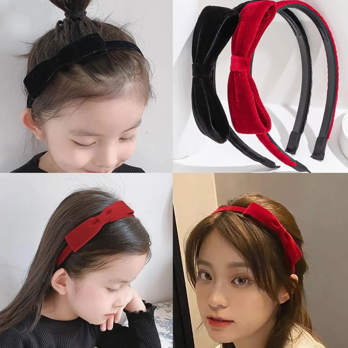 Elegant Velvet Bow Headband for Women Red Black Bowknot Hair Band Sweet Girls Hairband Party Hair Hoop Hair Accessories Headwear — view 4 of product