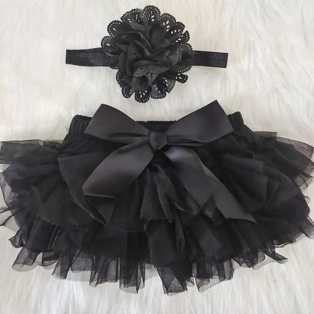 Baby Cotton Chiffon Ruffle Bloomers - Newborn Diaper Cover with Bow — view 11 of baby bottoms