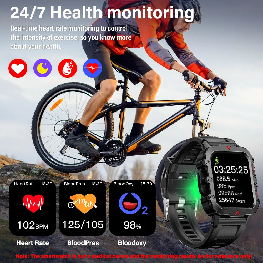 LAXASFIT Men's Smart Watch — LED Flashlight Outdoor Sports Health Wristwatch — view 4 of watches