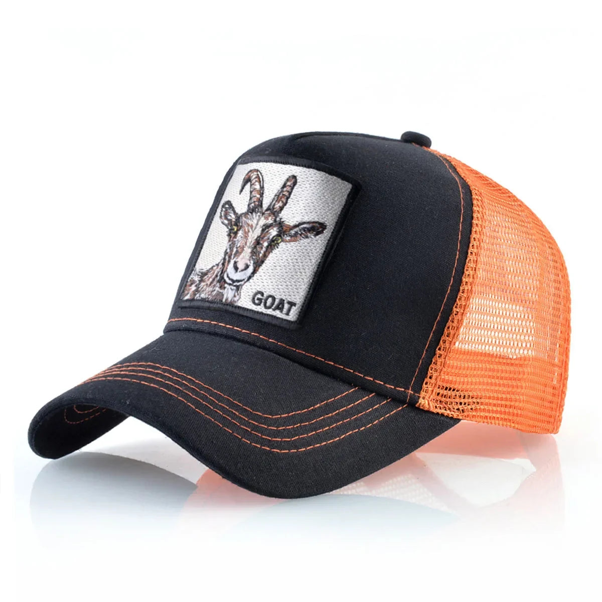 Goat Patch Trucker Cap - Four-Seasons Adjustable Snapback Baseball Hat — view 16 of trucker caps