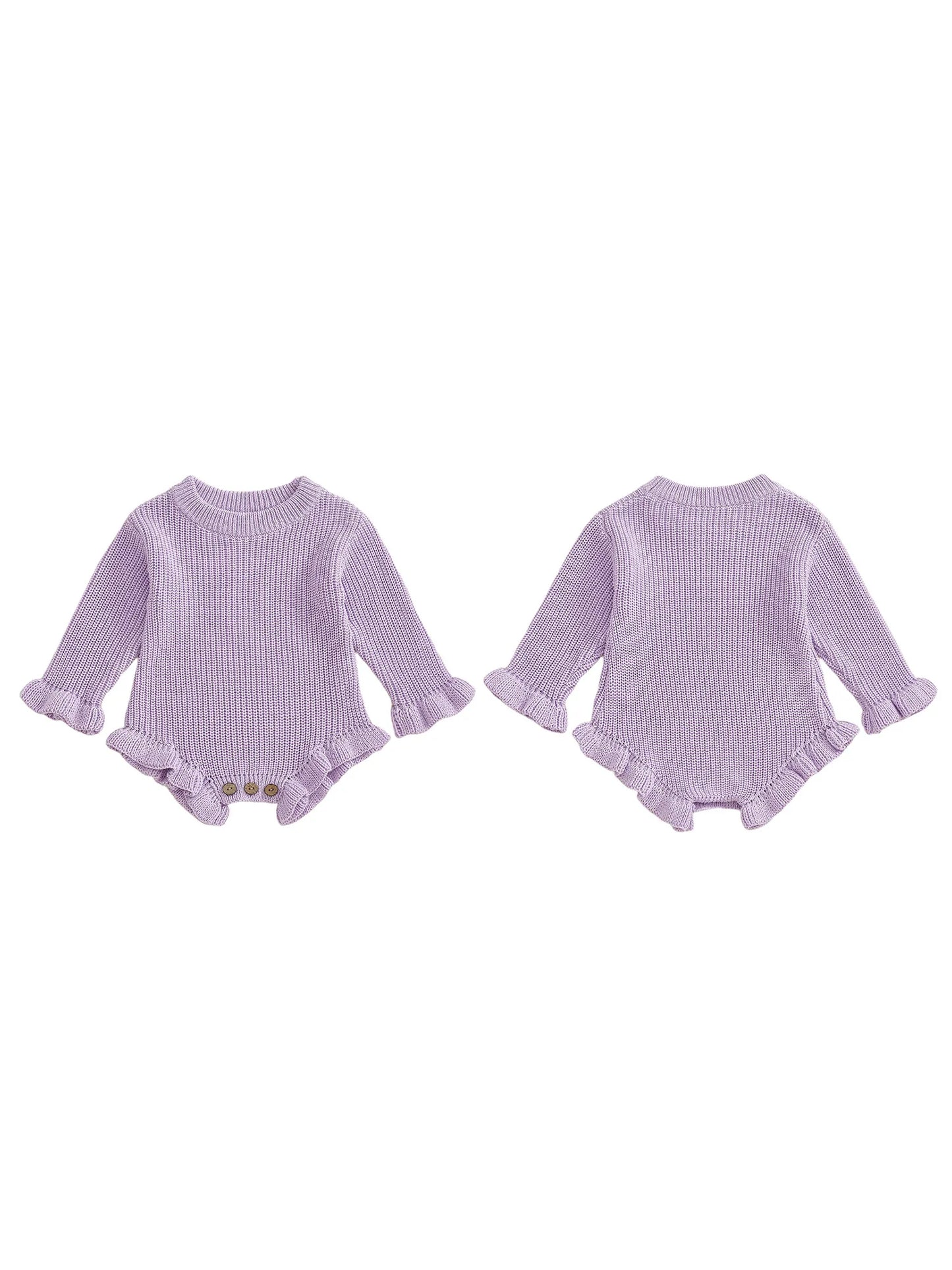 Infant Knitted Bodysuit with Ruffled Sleeves - Boutique-Style Baby Top — view 4 of baby bodysuits