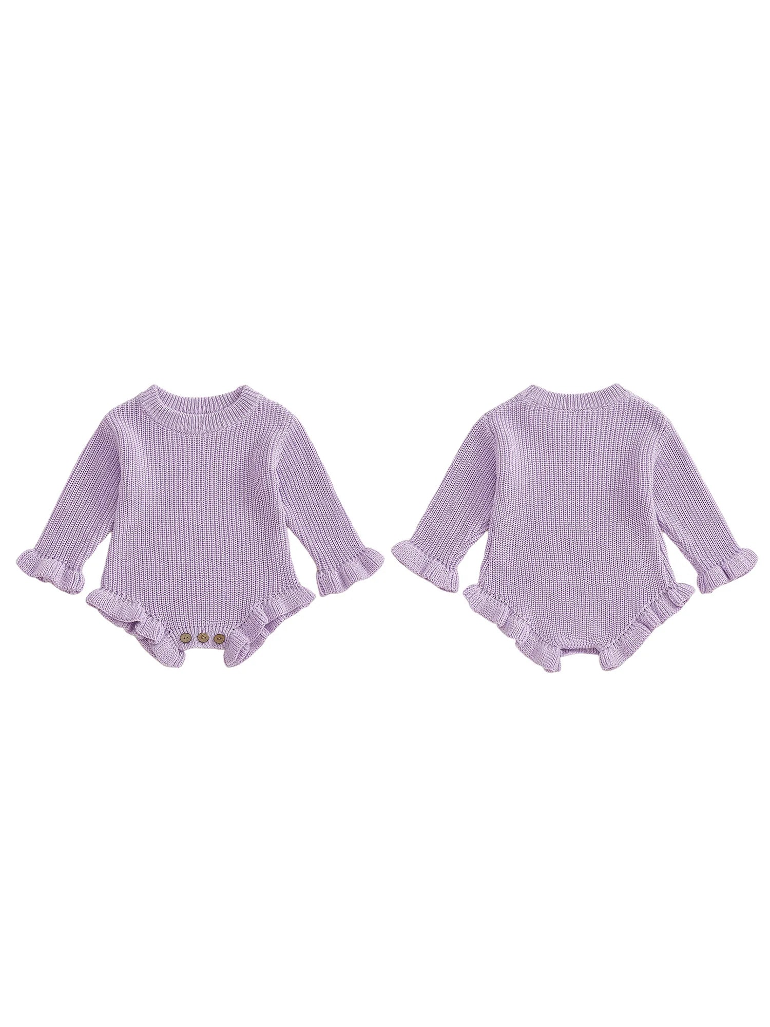 Infant Knitted Bodysuit with Ruffled Sleeves - Boutique-Style Baby Top — view 4 of baby bodysuits