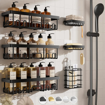 6-Pack Adhesive Shower Caddy Organizer Rack, No-Drill Install — product photo 1