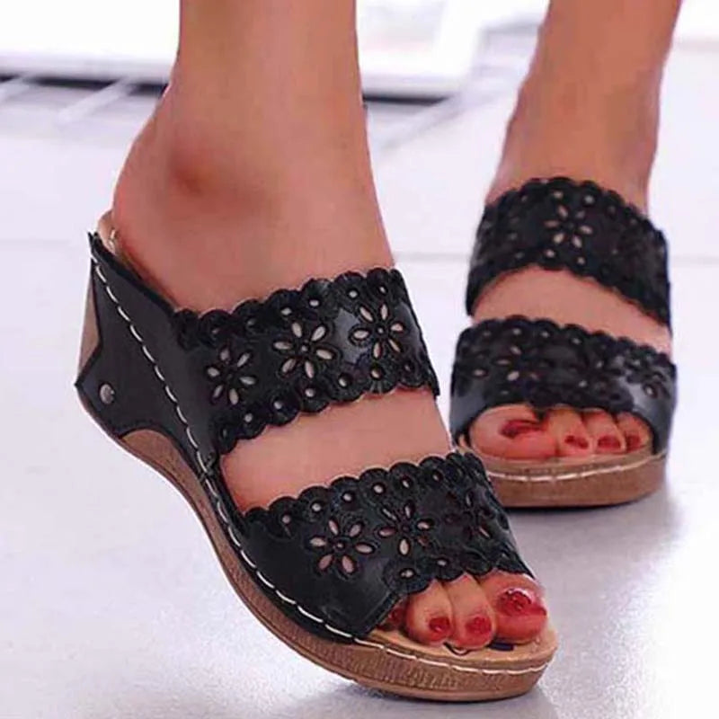 Sandals & Slides — Platform Wedge Slip-On Walking Sandals, Retro Comfort Slides — view 2 of sandals & slides