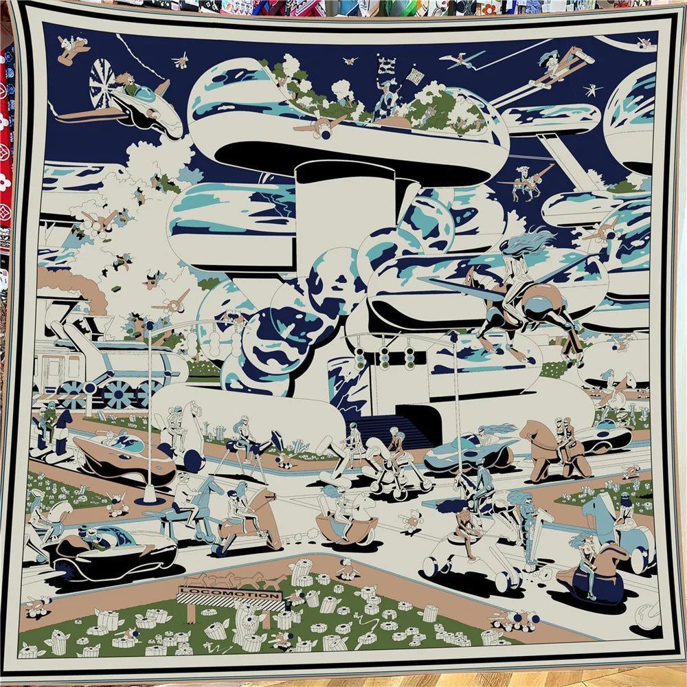 Cashmere Scarf Hand-Rolled Square 135cm — Wearable-Art Museum-Fashion Luxury Shawl — view 5 of scarves & wraps