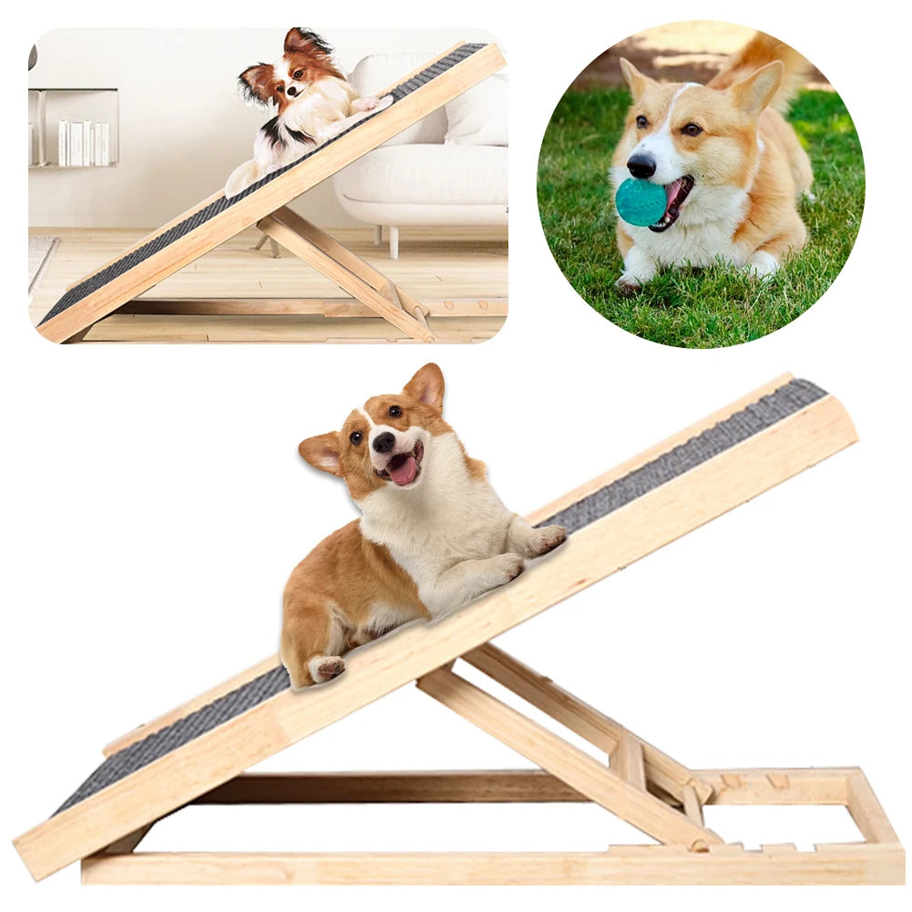 Adjustable Wooden Folding Dog Ramp, Portable 3-4 Level — product photo 2