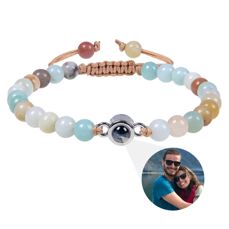 Pearl-Style Custom Photo Projection Bracelet — 6mm Personalized Beads for Couples — view 17 of bracelets