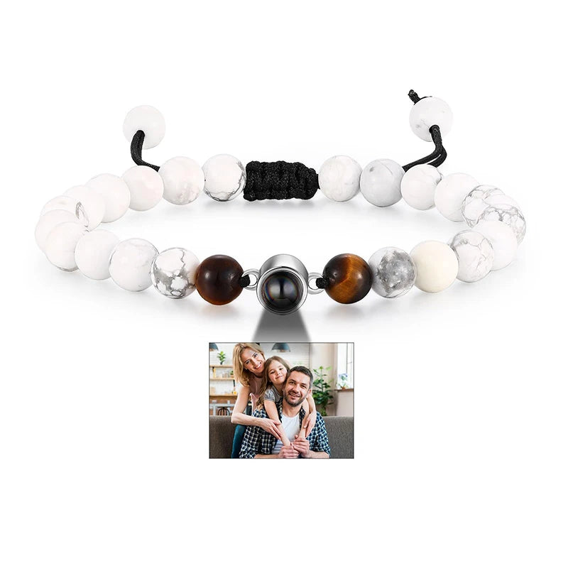 Pearl-Style Custom Photo Projection Bracelet — 6mm Personalized Beads for Couples — view 11 of bracelets