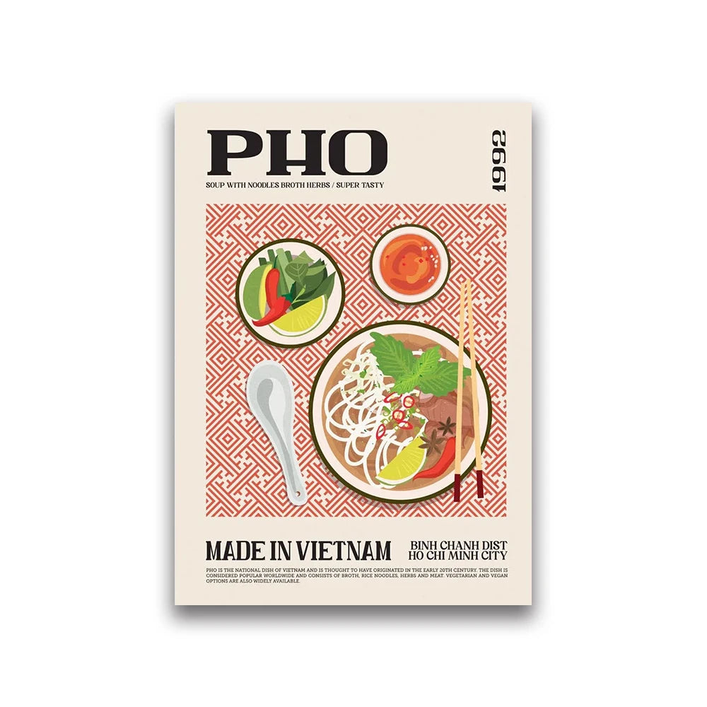 Delicious World Cuisine Canvas Poster &mdash; Pho, Ramen &amp; Tapas Wall Art for Kitchen Decor