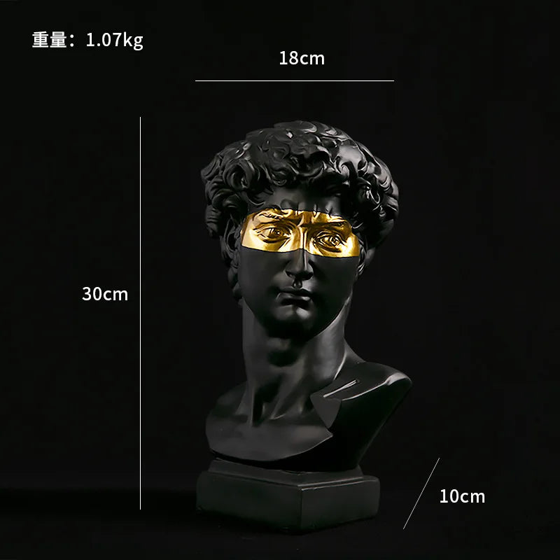 Home Decor David Head Resin Bust Statue — Modern Abstract Art Sculpture for Shelves & Mantels — view 12 of home decor