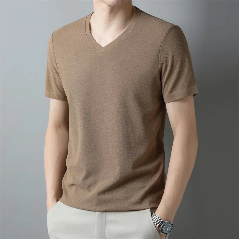 Men's Waffle Knit V-Neck Short-Sleeve T-Shirt — view 8 of t-shirts