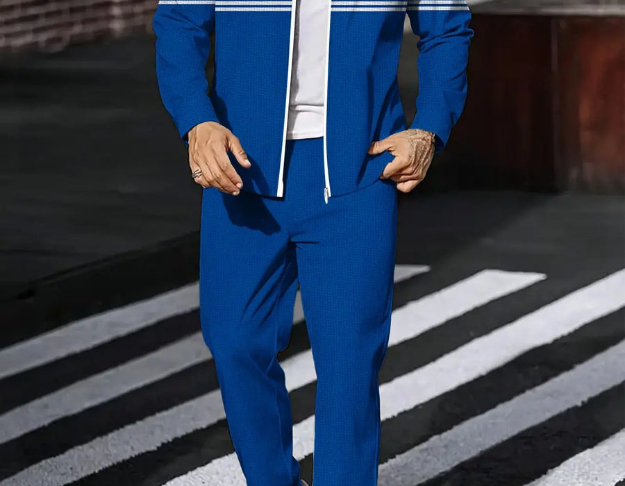 Men’s European Tracksuit (Cut 3) — Fashionable Long-Sleeve Top & Pants Set — view 1 of tracksuits