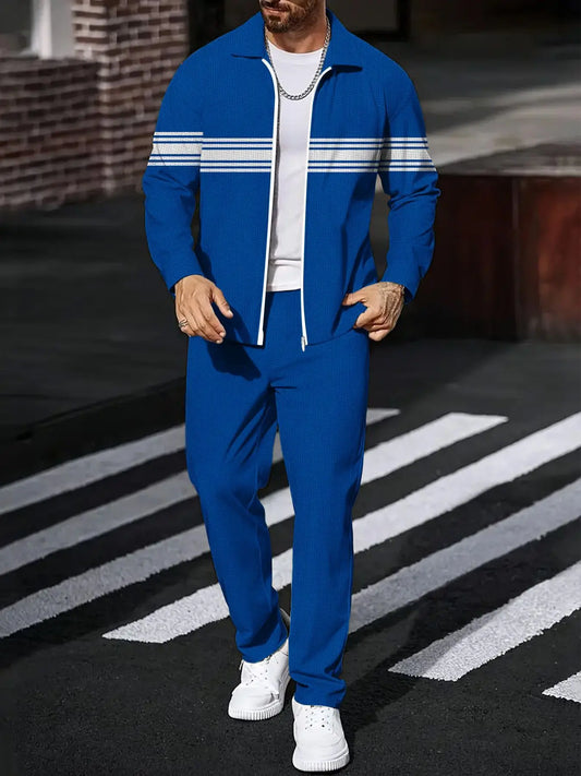 Men’s European Tracksuit (Cut 3) — Fashionable Long-Sleeve Top & Pants Set — view 1 of tracksuits