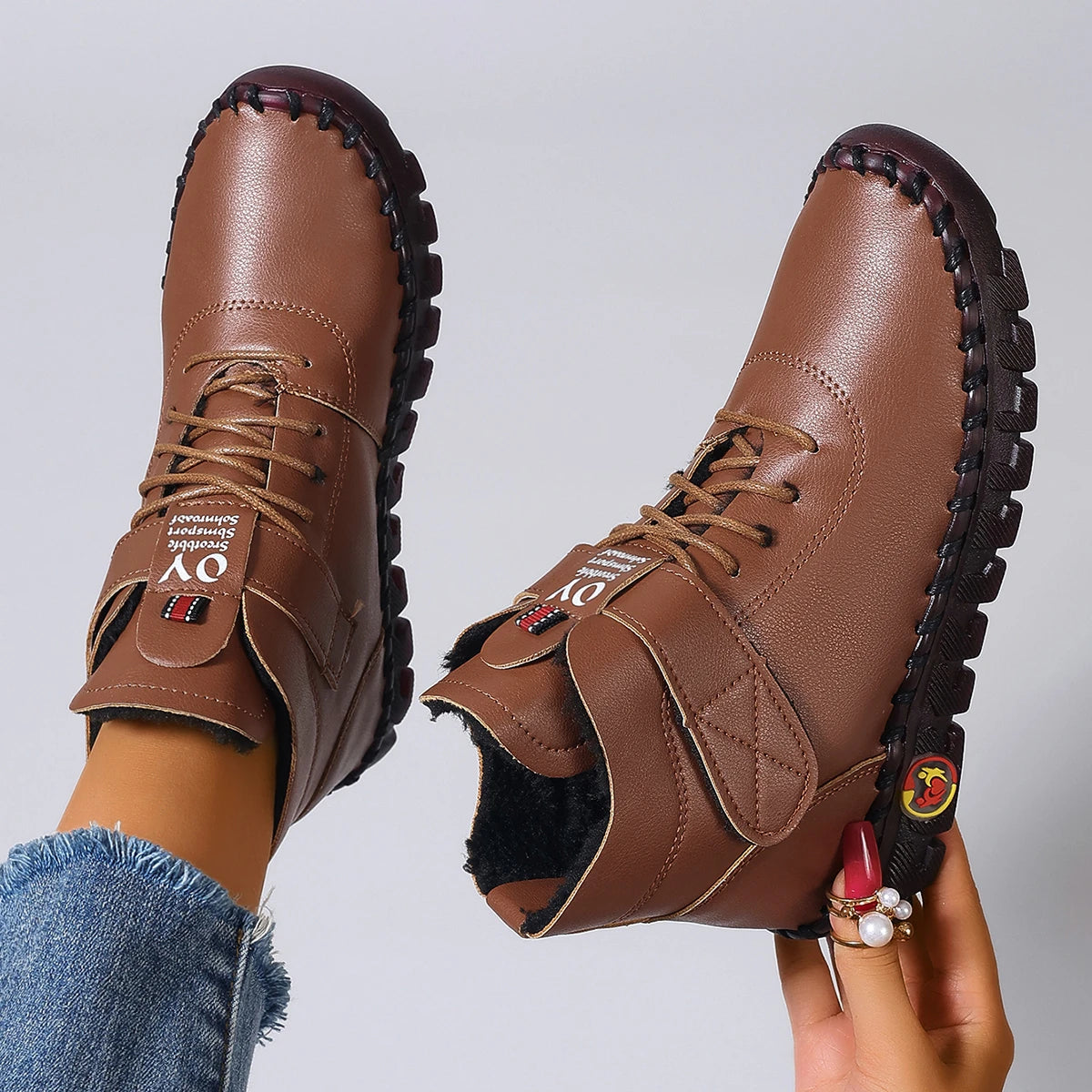 Women's Luxury Flat Ankle Boots — Comfortable Warm Casual Mom Boots (2025) — view 9 of boots