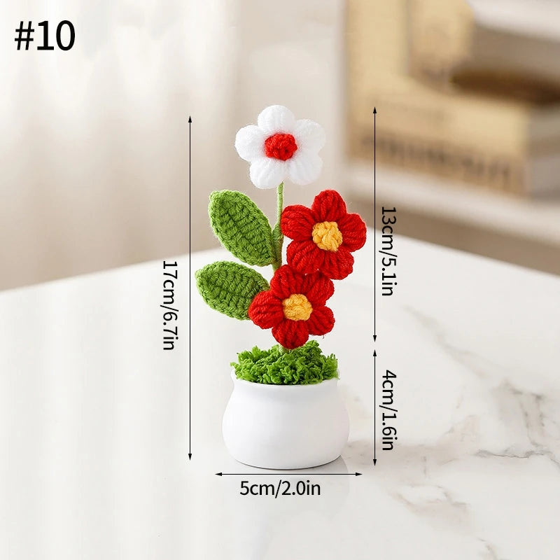 Home Decor Handmade Crochet Potted Plant — Cute Mini Faux Flower for Car, Desk & Office — view 11 of home decor