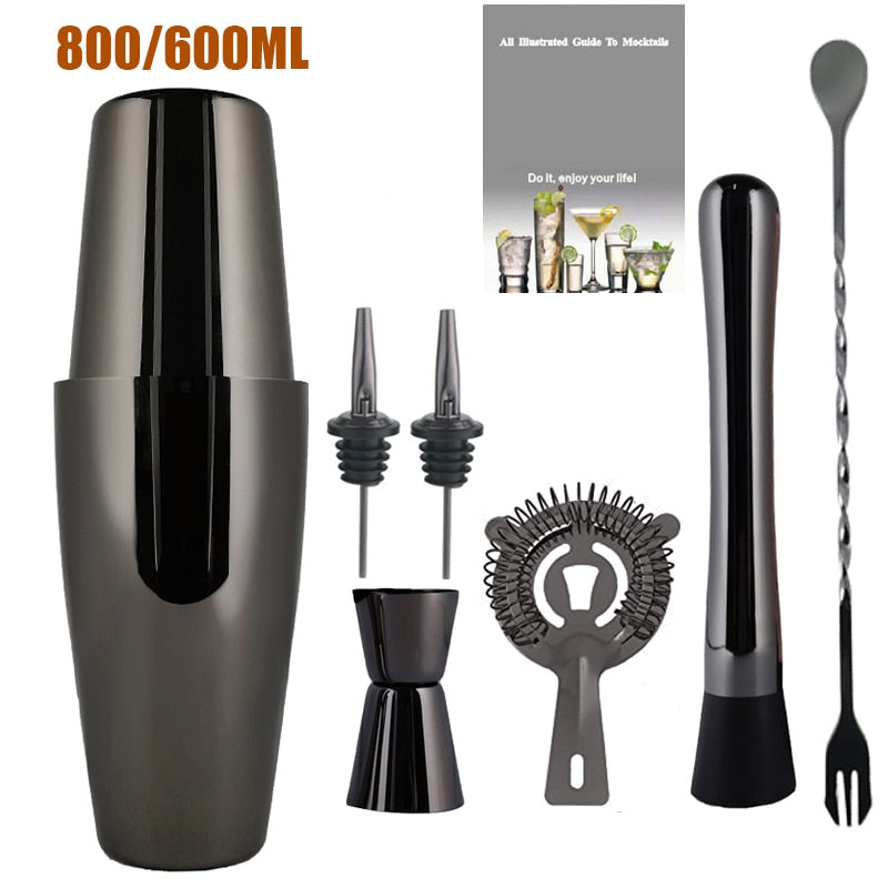 1-14 Pcs Stainless Steel Cocktail Shaker Set – 600ml/750ml Mixer for Drinks