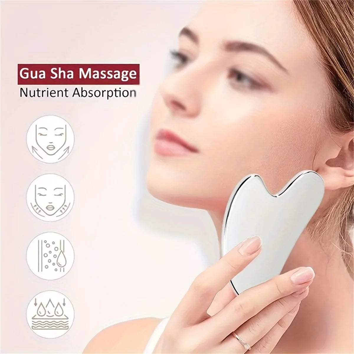 Stainless Steel Gua Sha Board — Facial Contour Skincare Massage Tool — view 2 of personal care