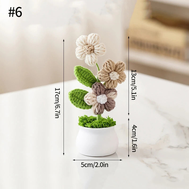 Home Decor Handmade Crochet Potted Plant — Cute Mini Faux Flower for Car, Desk & Office — view 16 of home decor